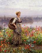 Daniel Ridgeway Knight The flower girl Sweden oil painting artist